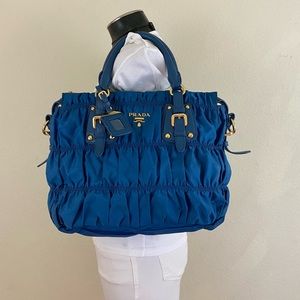 Prada Tessuto Gaufre Ruched Nylon Tote Bag